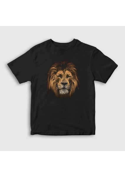 Unisex Çocuk Siyah Fearless Lion Aslan T-Shirt