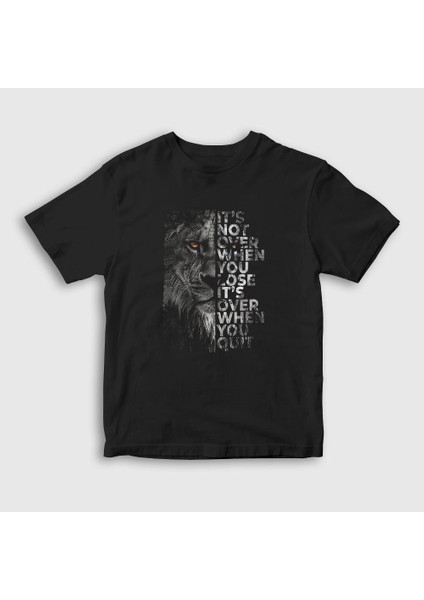 Unisex Çocuk Siyah Over Lion Aslan T-Shirt