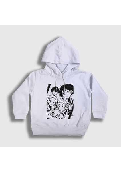 Unisex Çocuk Beyaz All Anime Hyouka Kapüşonlu Sweatshirt