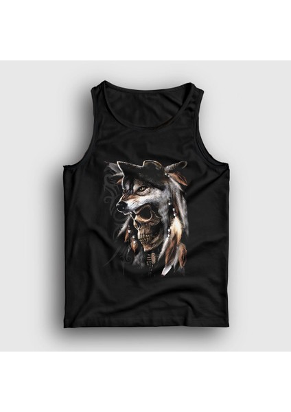 Unisex Siyah Skull Wolf Kurt Atlet