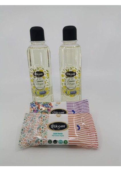 Ilkom 400ml Limon Kolonyası 2'Li Set Cep Mendili