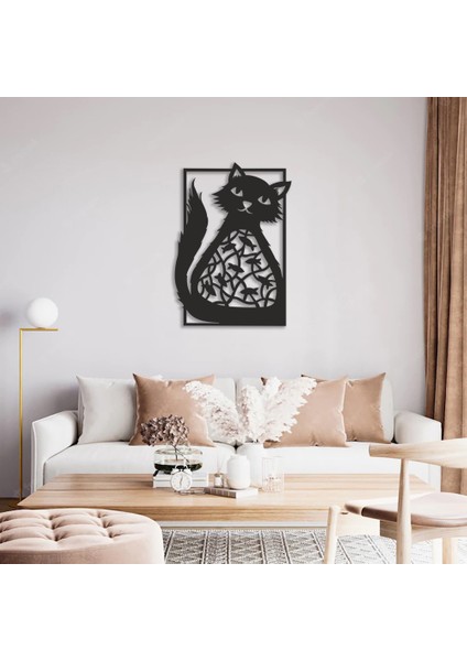 Kedi ve Balıklar, Duvar Dekoru, Metal Tablo, Laser Tablo, Hediyelik, Dekoratif