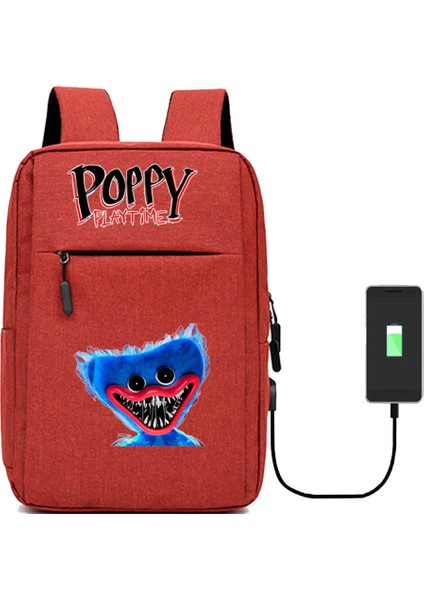 Poppy Playtime Sırt Çantası Ortaokul Öğrencisi Seyahat Okul Çantası USB Şarj (Yurt Dışından)