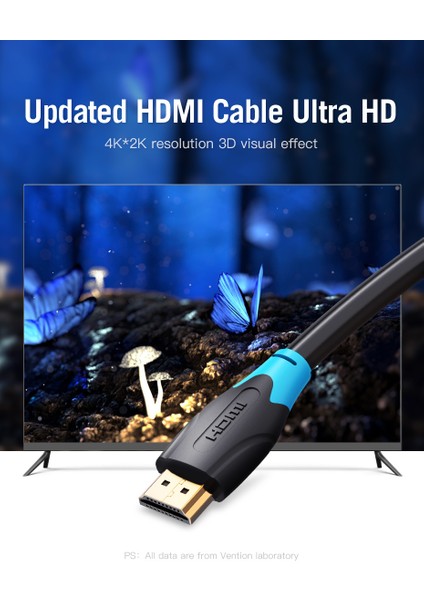 4K@60Hz 3D Destekli HDMI Kablo Görüntü Aktarım Kablosu Siyah 1.5 Metre Aacbg