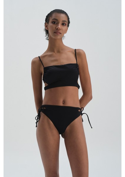 Siyah Yanı Büzgülü Bikini Alt fiyatları