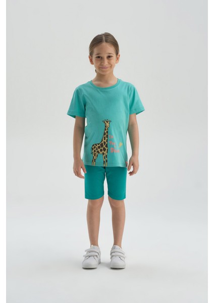 Kız Çocuk Taytı Yeşil Renk Pamuklu Konforlu Tasarım 95% Pamuk 5% Elastan