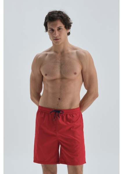Kırmızı Mıcro Orta Düz Şort