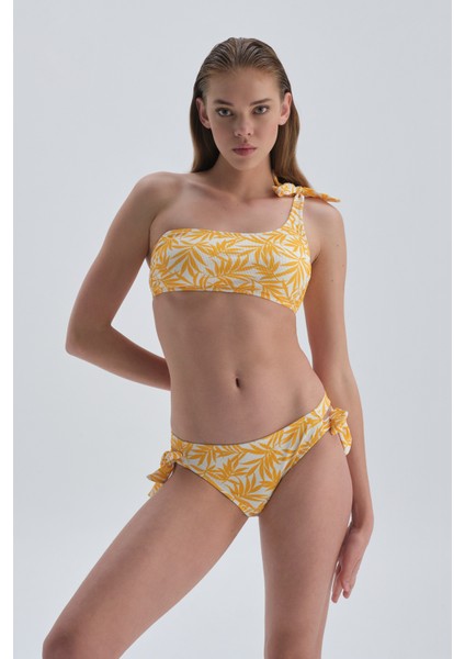 Sarı Tek Omuz Bikini Üst