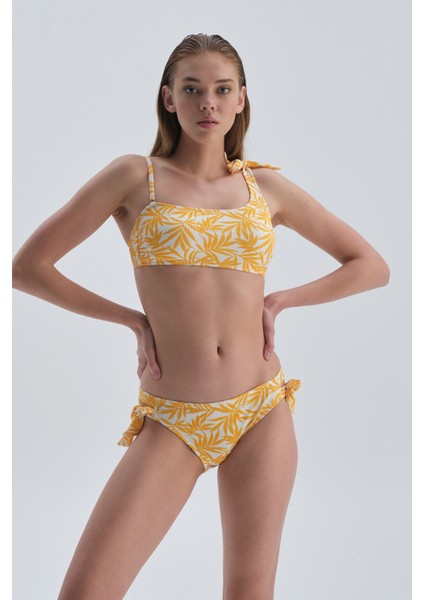 Sarı Tek Omuz Bikini Üst