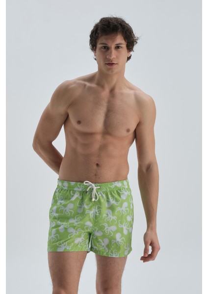 Yeşil Mıcro Kısa Ahtapot Des. Şort