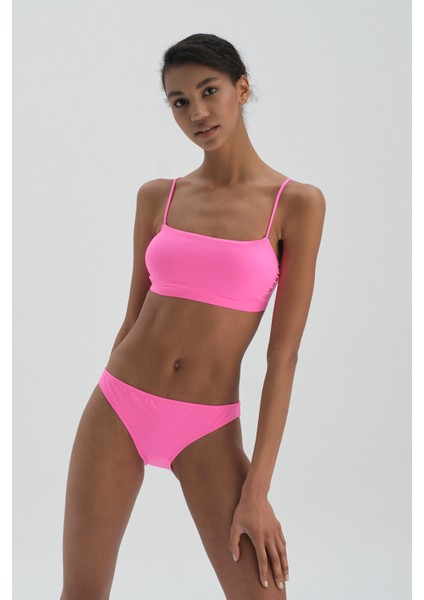 Neon Pembe Bralet Bikini Üst