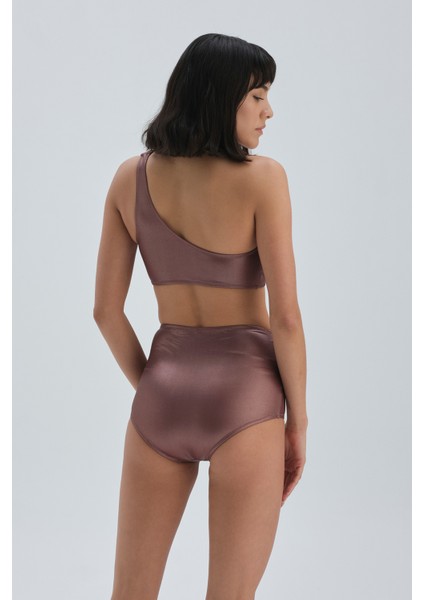 Bronz Tek Omuz Bikini Üst