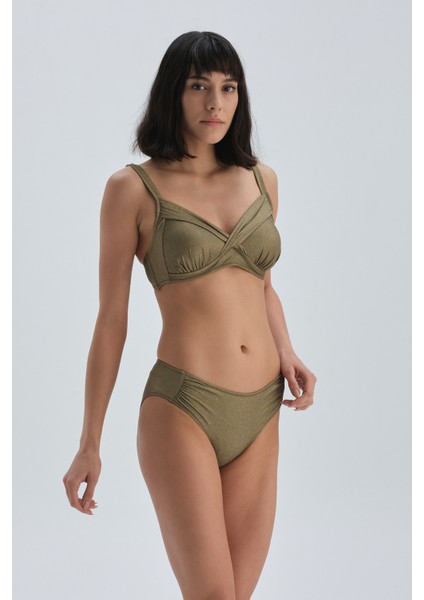 Yeşil Toparlayıcı Yüksek Bel Bikini Alt fiyatları