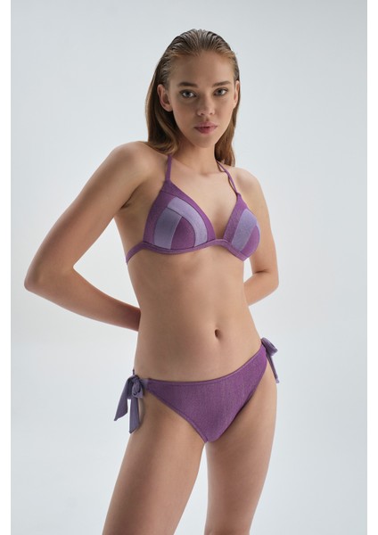 Mor Üçgen Kaplı Bikini Üst