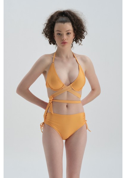 Sarı Toparlayıcı Balenli Bikini Üst