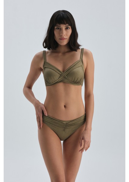 Yeşil Toparlayıcı Yüksek Bel Bikini Alt