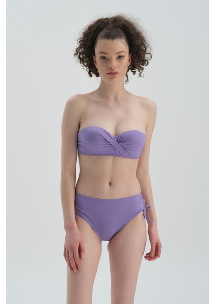 Lila Yanı Büzgülü Bikini Alt fiyatları