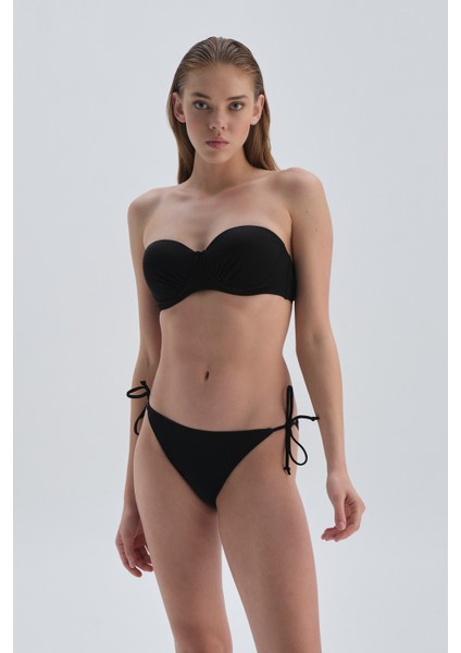 Siyah Straplez Kaplı Bikini Üst