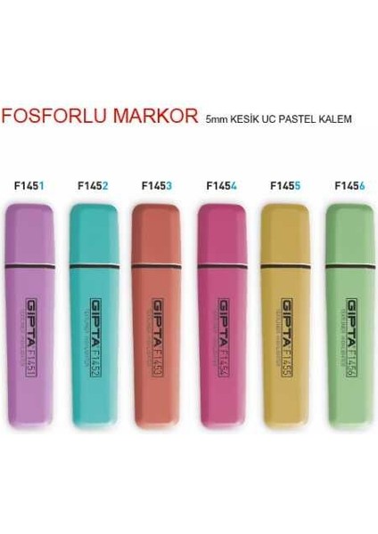 Gıpta Fosforlu Markör 5mm Kesik Uç Pastel - Turkuaz