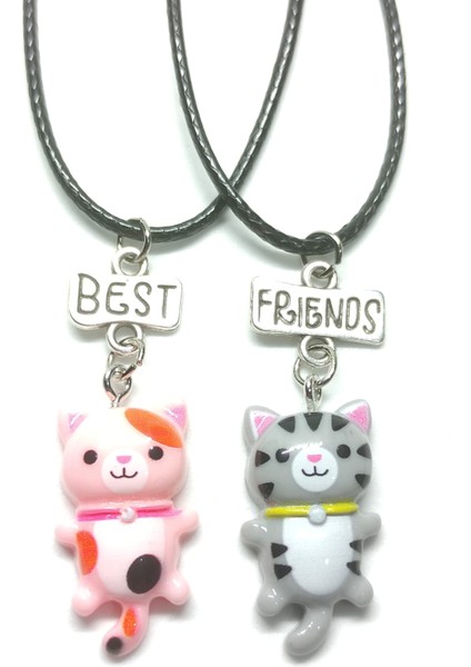 Tuna Takı & Aksesuar Sevimli Kediler Bff Best Friends Arkadaşlık Kolyesi Model 1.  Çocuk Kolye