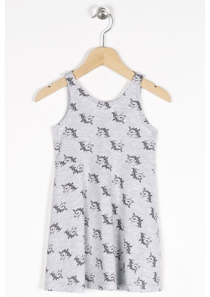 Kız Çocuk Regular Fit Unicorn Desenli Kolsuz Elbise