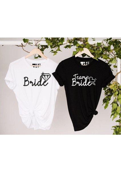 Bride Baskılı Unisex Pamuklu Tshirt modelleri