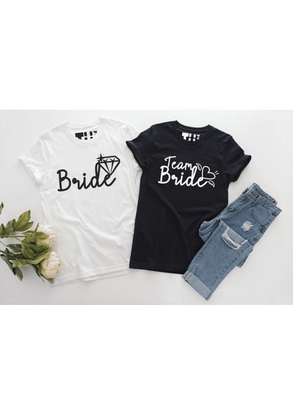 Bride Team Baskılı Pamuklu Tshirt