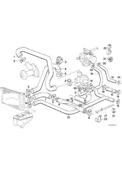 Bmw E30 E34 ve Z1 Uyumlu M20 Motor Su Hortumu 13541719966