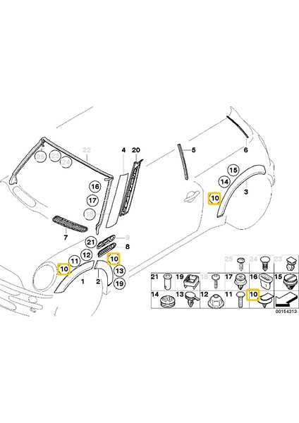 Mini Uyumlu Çamurluk Kaplama Klipsi 5 Adet Oem No 07132757821 fırsatları