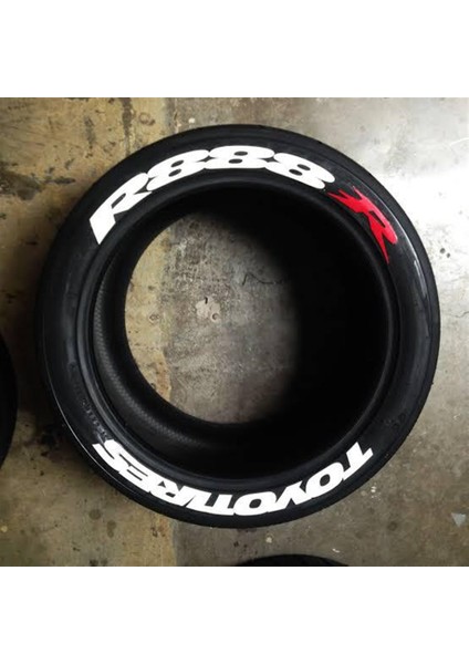 Toyo Tires R888R Beyaz Kalıcı Lastik Yazısı Toyo Tires R888R Sticker 8 Kit Büyük Boy