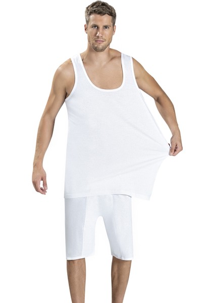 Erkek Beyaz Pamuklu Büyük Beden 2 Li Atlet 180