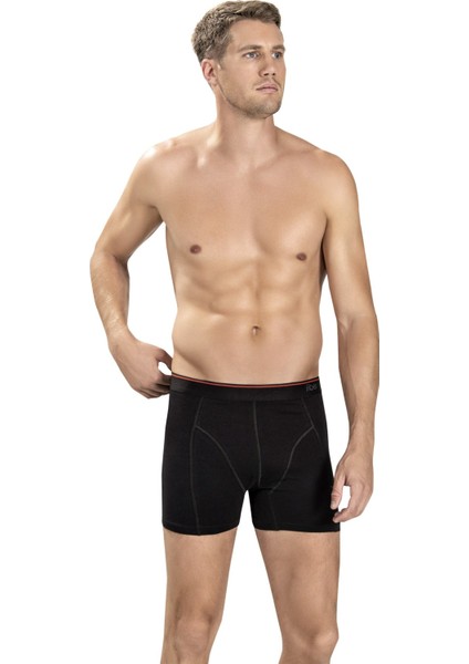 Erkek Siyah Pamuklu Likralı 3'lü Boxer 267