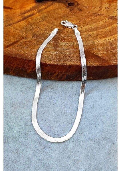 Yassı İtalyan Gümüş Bileklik 925 Ayar Gümüş Kadın Bilekliği BLK-305