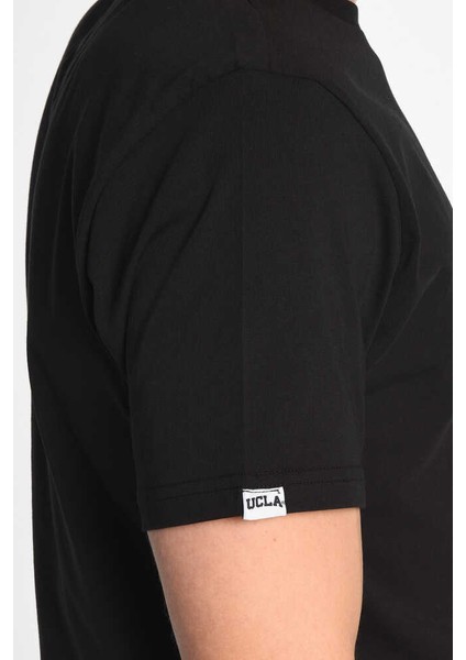 Bass Siyah Bisiklet Yaka Baskılı Erkek Tshirt indirimleri