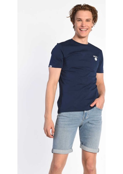 Bass Lacivert Bisiklet Yaka Baskılı Erkek Tshirt fiyatları