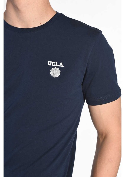 Bass Lacivert Bisiklet Yaka Baskılı Erkek Tshirt modelleri