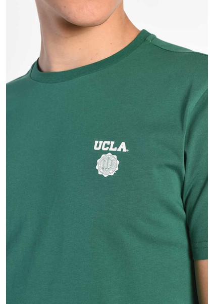 Bass Yeşil Bisiklet Yaka Baskılı Erkek Tshirt