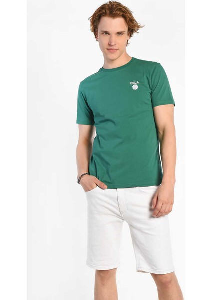 Bass Yeşil Bisiklet Yaka Baskılı Erkek Tshirt fiyatları