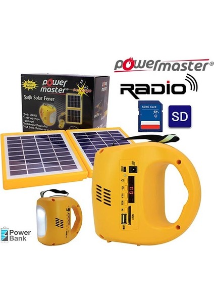Powermaster Solar Panel Işıldak (Radyolu Çift Panelli)