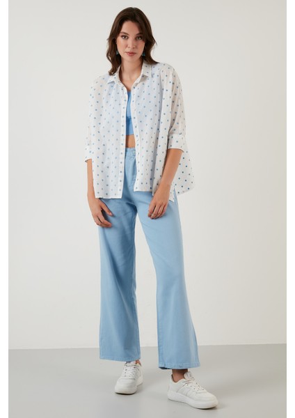 Oversize Fit Yıldız Desenli Truvakar Kol % 100 Pamuk Gömlek Bayan GÖMLEK 6058192 fırsatları