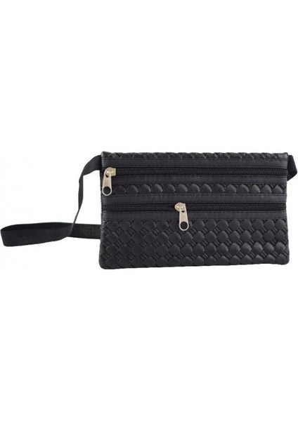 Lastikli Orta Boy Günlük Bel Çantası Orta Boy Siyah