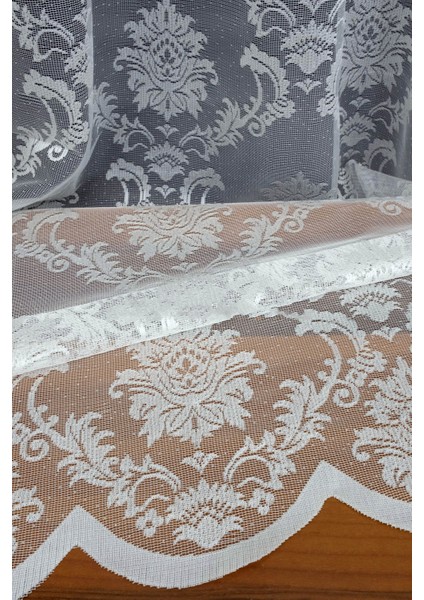 Damask Kullanıma Hazır 1/2 Seyrek Pile Tül Perde Tek Kanat - Ekru 100 x 250 cm