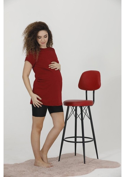 Kadın Kısa Kollu Bordo Renkli Hamile Basic T-Shirt BRGL04 BRGL04 fiyatları