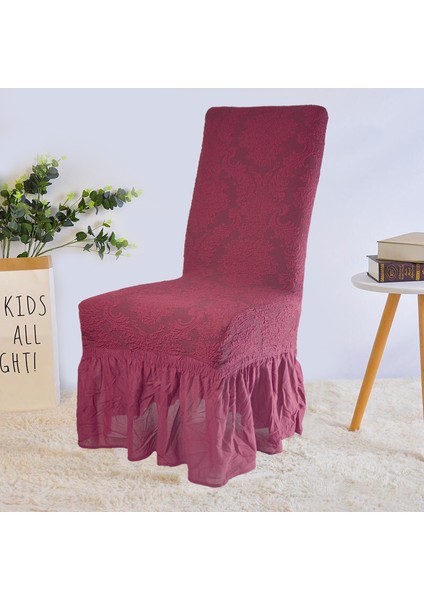 Jakarli Sandalye Örtüsü Etekli Yıkanabilir Esnekli Lastikli 6 Adet