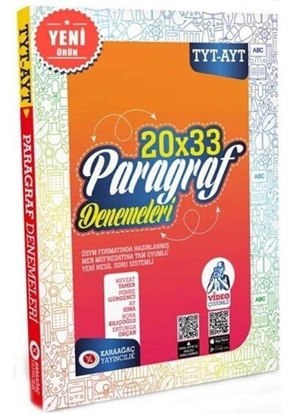 TYT AYT Paragraf 20X33 Denemeleri Karaağaç Yayınları