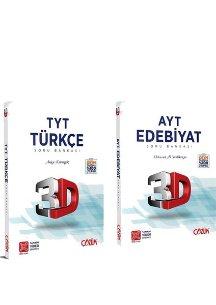 3D Yayınları TYT Türkçe ve AYT Edebiyat Soru Bankası Seti 2 Kitap