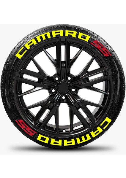 Camaro Ss Sarı Kalıcı Lastik Yazısı Camaro Ss Sticker 8 Kit