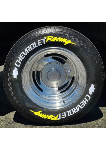 Chevrolet Racing Sarı Kalıcı Lastik Yazısı Chevrolet Racing Sticker 8 Kit