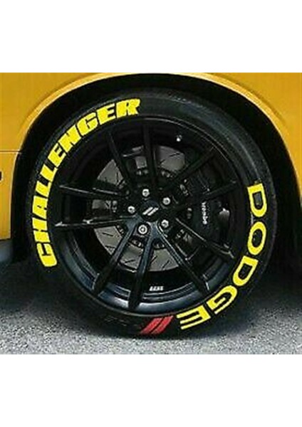 Dodge Challenger Sarı Kalıcı Lastik Yazısı Dodge Challenger Sticker 8 Kit