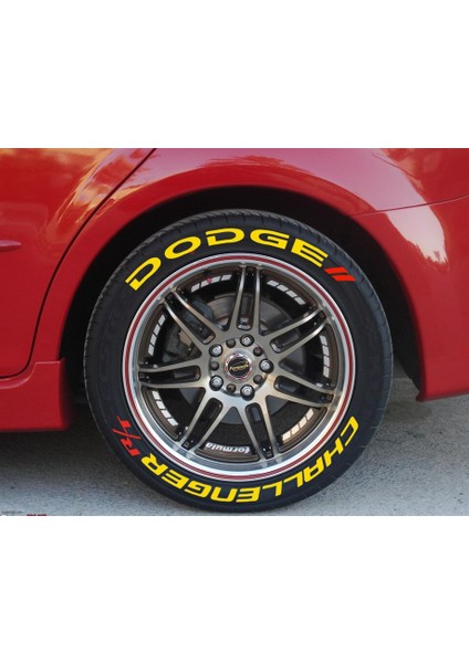 Dodge Challenger Rt Sarı Kalıcı Lastik Yazısı Dodge Challenger Rt Sticker 8 Kit